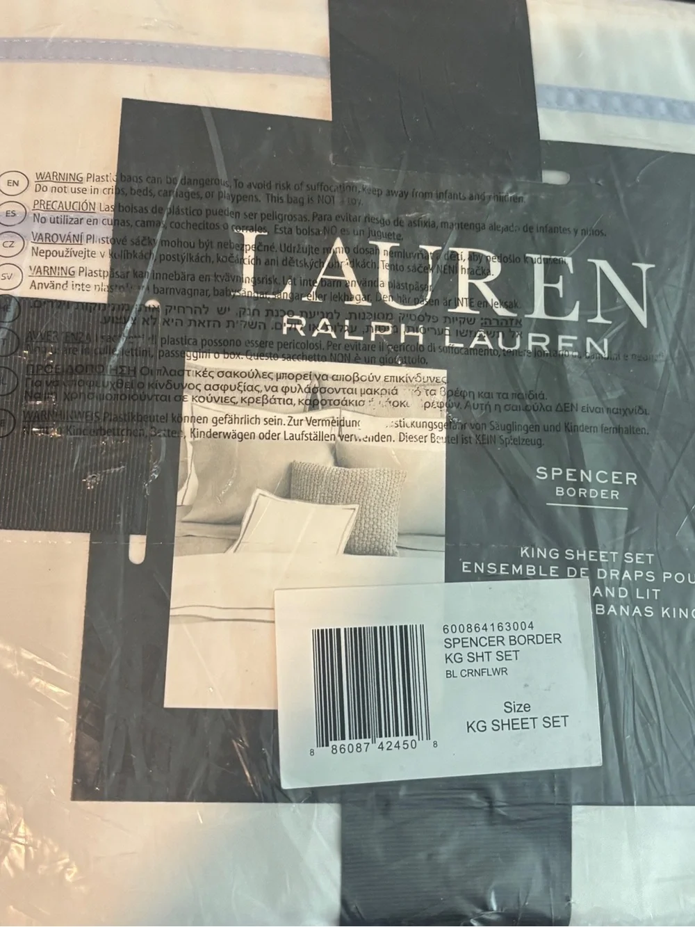 Lauren Ralph Lauren Home KING Spencer Border 4 Pc Sheet Set Retail $220